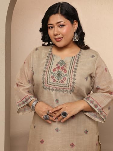 Extra Love By Libas Printed Silk Blend Straight Kurta Set For Women (500488-3Xl)