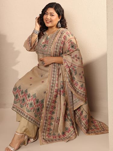 Extra Love By Libas Printed Silk Blend Straight Kurta Set For Women (500488-3Xl)