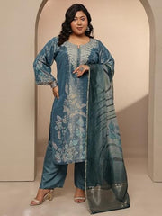 Extra Love By Libas Printed Silk Blend Straight Kurta Set For Women (500492-3Xl)