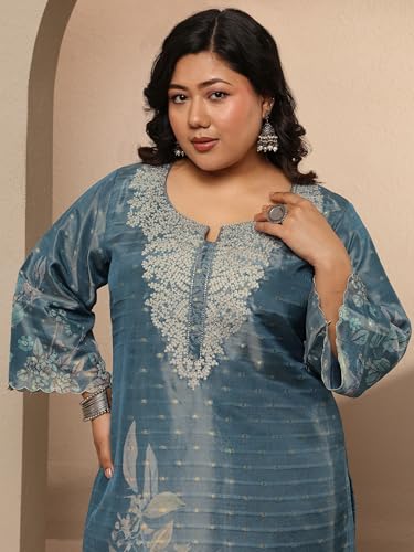 Extra Love By Libas Printed Silk Blend Straight Kurta Set For Women (500492-3Xl)