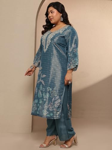 Extra Love By Libas Printed Silk Blend Straight Kurta Set For Women (500492-3Xl)