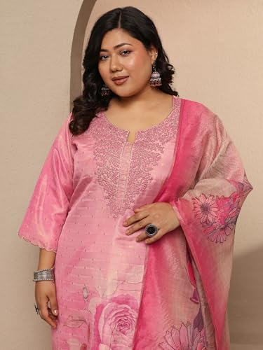 Extra Love By Libas Printed Silk Blend Straight Kurta Set For Women (500493-3Xl)
