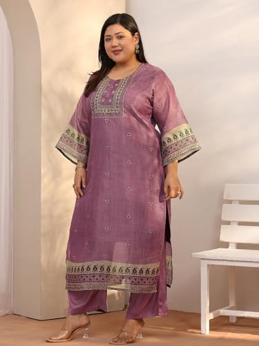 Extra Love By Libas Printed Silk blend Straight Kurta Set for Women (500495-3XL)
