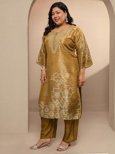 EXTRA LOVE BY LIBAS Printed Silk Blend Straight Kurta Set for Women (500501-3XL)