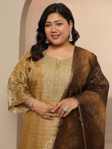 EXTRA LOVE BY LIBAS Printed Silk Blend Straight Kurta Set for Women (500501-3XL)