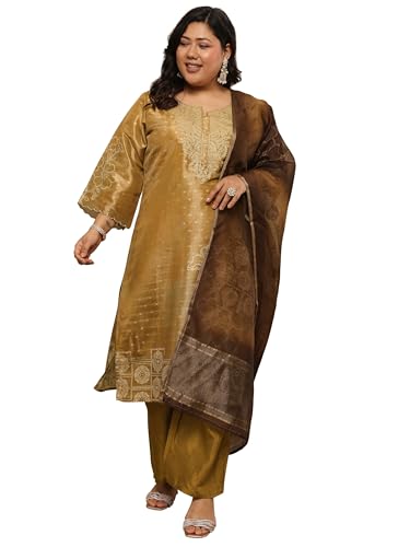 EXTRA LOVE BY LIBAS Printed Silk Blend Straight Kurta Set for Women (500501-3XL)