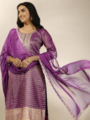Libas Woven Design Silk Blend Straight Kurta Set For Women (99812M)