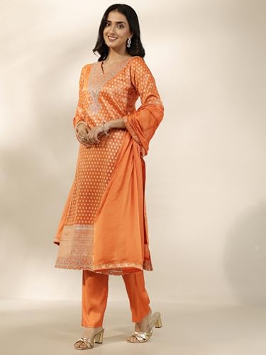 Libas Woven Design Silk Blend Straight Kurta Set For Women (99813Xxl)