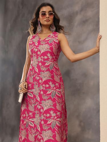 Libas printed silk blend co-ord set for ladies, 2-piece western kurti set with floral pattern and comfortable fit.
