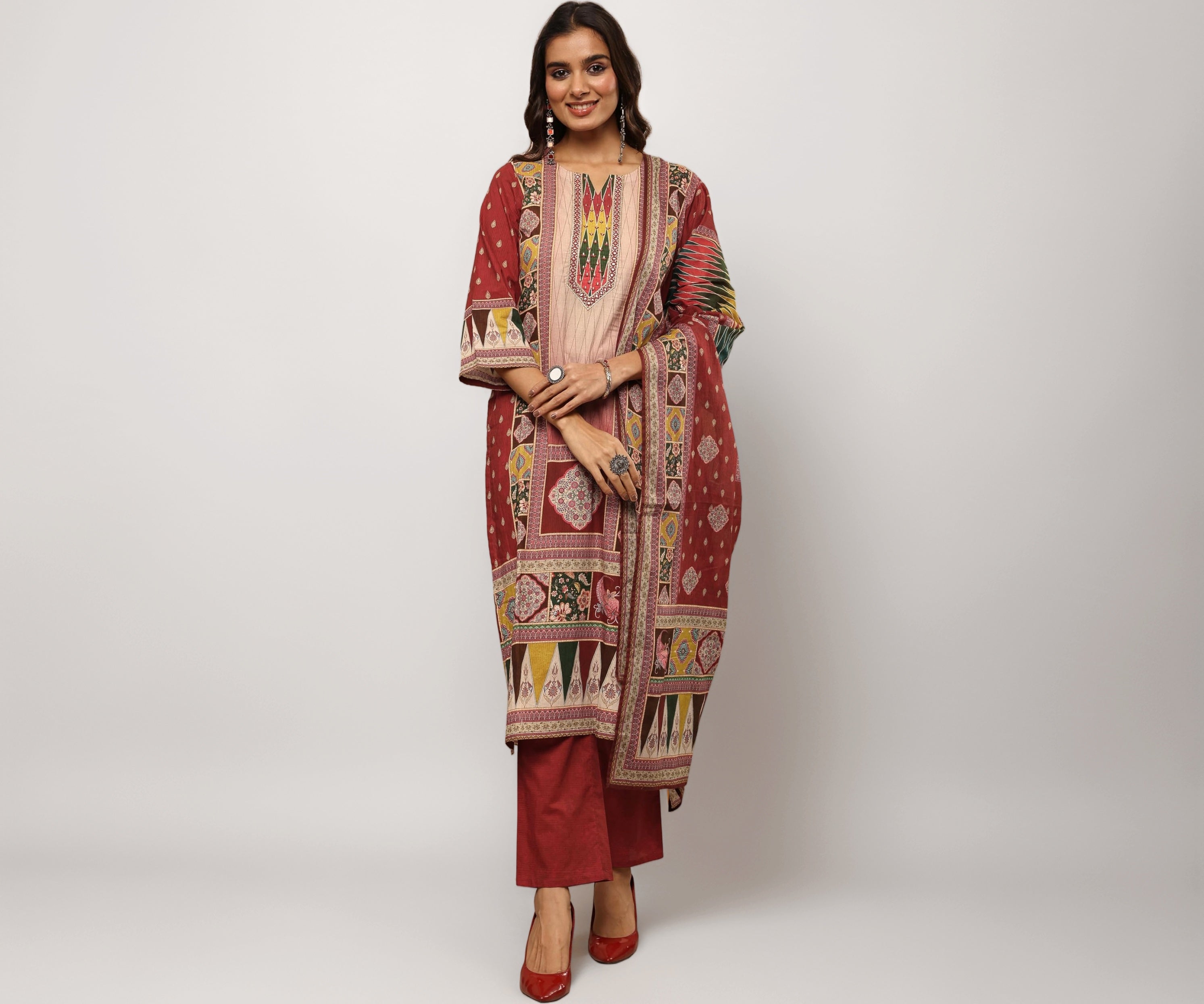 Libas Printed Cotton Straight Kurta Set For Women (401168M)