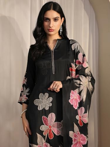 Libas Printed Silk blend Straight Kurta With Trousers With Dupatta (401176XXL)