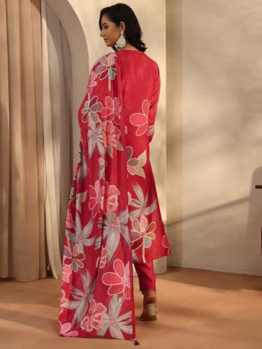Libas Printed Silk blend Straight Kurta With Trousers and Dupatta-401177XXL