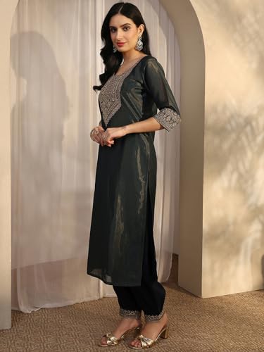 Libas Yoke Design Silk Blend Straight Kurta Set For Women (401179S)