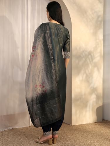 Libas Yoke Design Silk Blend Straight Kurta Set For Women (401179S)