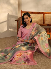 Libas Printed Silk Blend Straight Kurta With Trouser and Dupatta-401183XL