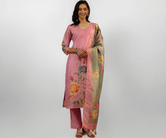 Libas Printed Silk Blend Straight Kurta With Trouser and Dupatta-401183XL