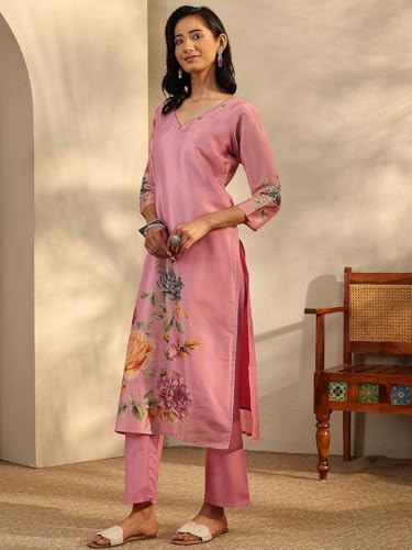 Libas Printed Silk Blend Straight Kurta With Trouser and Dupatta-401183XL