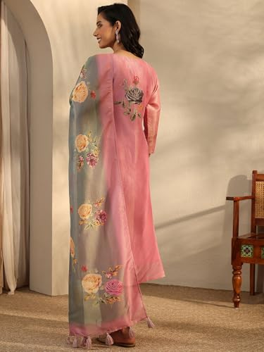 Libas Printed Silk Blend Straight Kurta With Trouser and Dupatta-401183XL