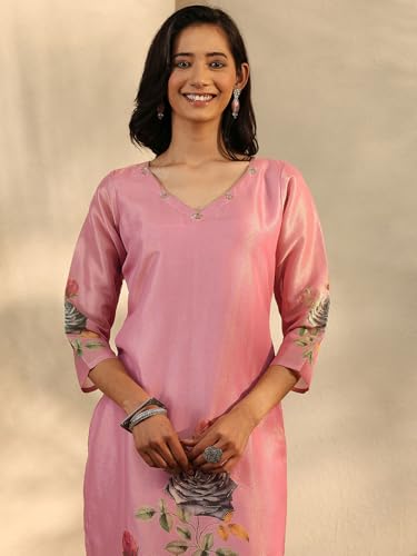 Libas Printed Silk Blend Straight Kurta With Trouser and Dupatta-401183XL