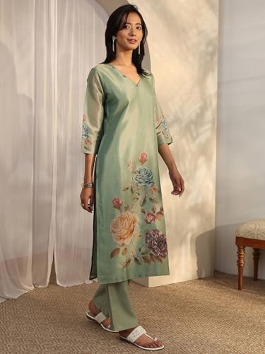 Libas Printed Silk Blend Straight Kurta Set For Women (401184XXL)