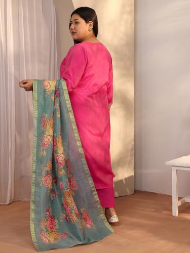 Plue Size Extra Love By Libas Embroidered Silk Blend Straight Kurta Set For Women (500524-3XL)