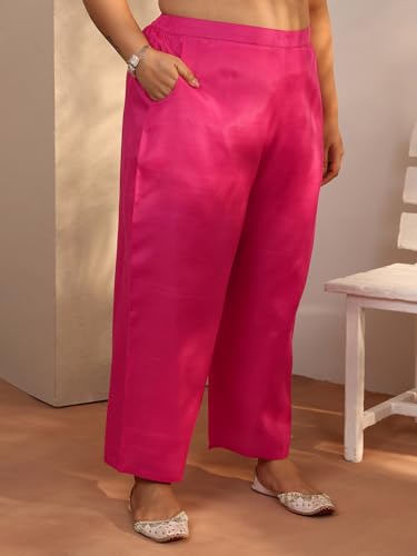 Plue Size Extra Love By Libas Embroidered Silk Blend Straight Kurta Set For Women (500524-3XL)