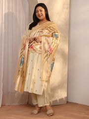 Plue Size Extra Love By Libas Embroidered Silk Blend Straight Kurta Set For Women (500537-3XL)