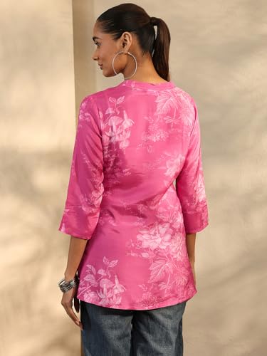 Libas printed muslin straight kurti for ladies, featuring colorful floral design and comfortable fit, suitable for casual wear.