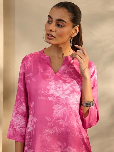 Libas printed muslin straight kurti for ladies, featuring colorful floral designs, crafted from soft muslin fabric.