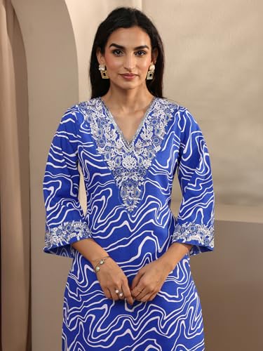Libas Printed Cotton Blend Straight Kurta With Trousers and Dupatta-99835S