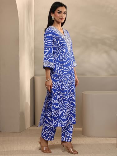 Libas Printed Cotton Blend Straight Kurta With Trousers and Dupatta-99835S