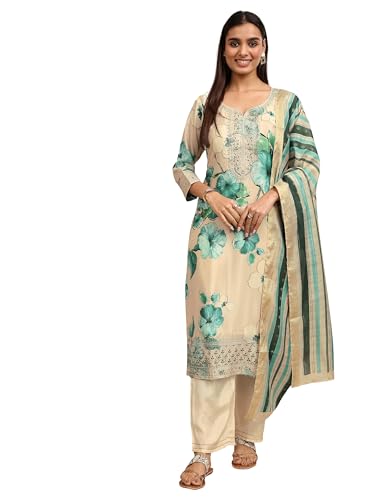Libas Printed Silk Blend Straight Kurta Set for Women (99839M)