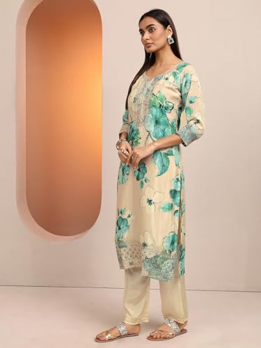 Libas Printed Silk Blend Straight Kurta Set for Women (99839M)