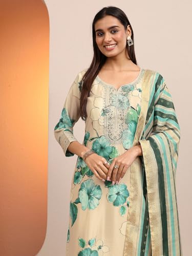 Libas Printed Silk Blend Straight Kurta Set for Women (99839M)