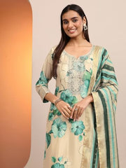 Libas Printed Silk Blend Straight Kurta Set for Women (99839M)