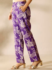 Libas printed silk blend straight co-ord set for women, featuring a kurti and matching bottoms in vibrant print.