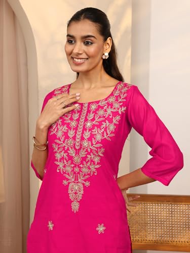 Libas Embroidered Chanderi Silk Straight Kurta for Women (43126M)