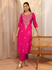Libas Embroidered Chanderi Silk Straight Kurta for Women (43126M)