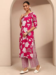 Libas Printed Cotton Blend Straight Kurta With Palazzos-401239S