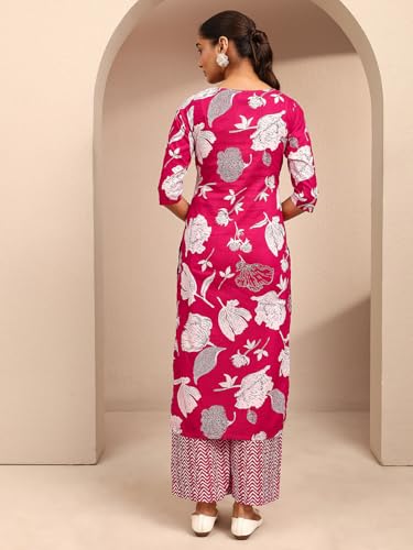 Libas Printed Cotton Blend Straight Kurta With Palazzos-401239S