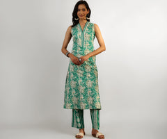 Libas Printed Cotton Blend Straight Kurta Set For Women (401247S)