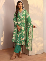 Libas Printed Silk Blend A-Line Kurta Set for Women (401383S)