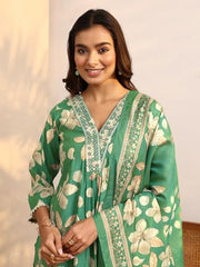 Libas Printed Silk Blend A-Line Kurta Set for Women (401383S)