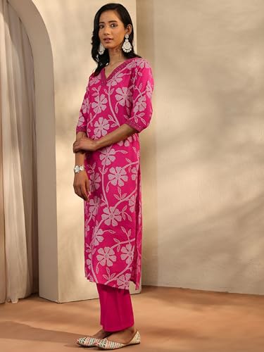 Libas Printed Silk Blend Straight Kurta With Trousers and Dupatta-401385S