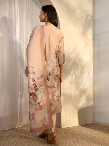 Libas Printed Silk Blend Straight Kurta Set For Women (401394S)