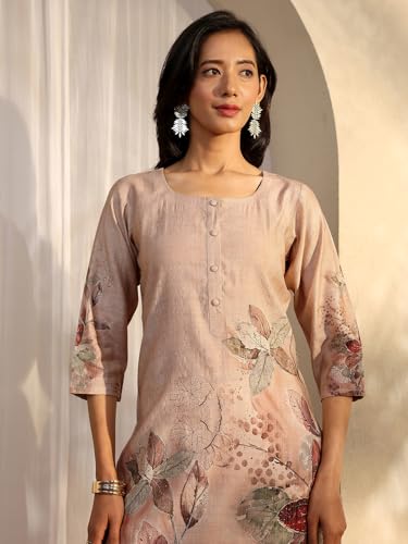 Libas Printed Silk Blend Straight Kurta Set For Women (401394S)