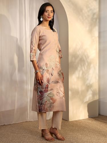 Libas Printed Silk Blend Straight Kurta Set For Women (401394S)
