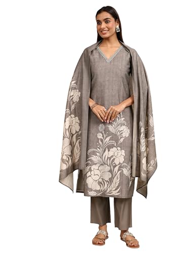 Libas Printed Silk Blend Straight Kurta Set for Women (401399S)