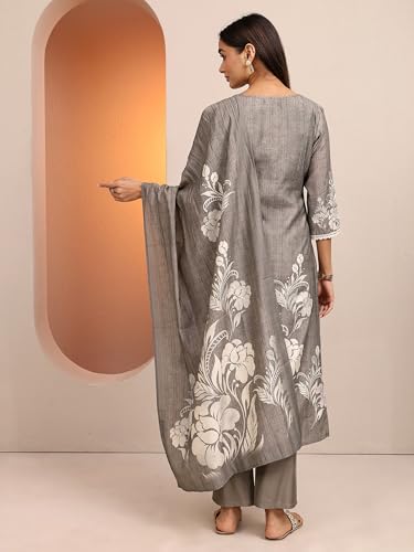 Libas Printed Silk Blend Straight Kurta Set for Women (401399S)