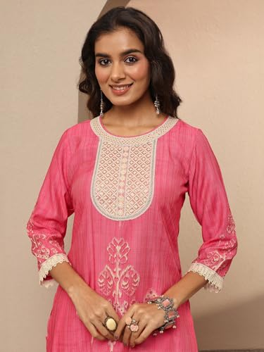 Libas Printed Silk Blend Straight Kurta Set For Women (401401Xxl)